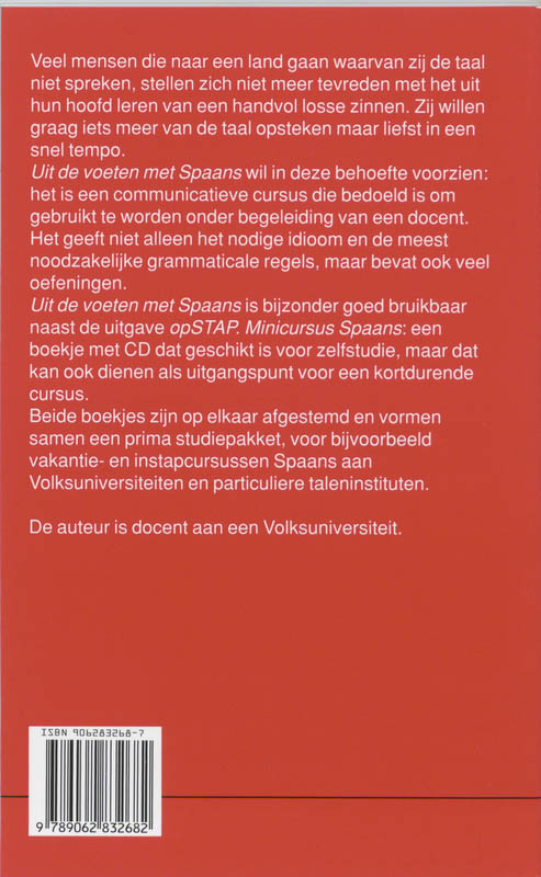Achterkant van Uit de voeten met Spaans