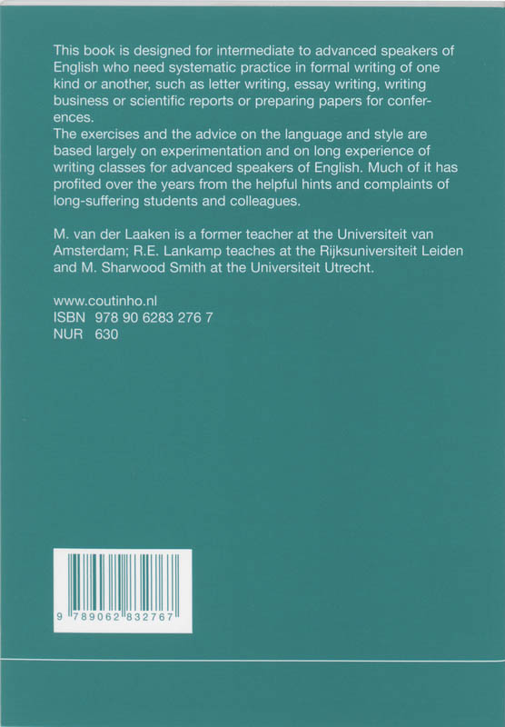 Achterkant van Writing better English