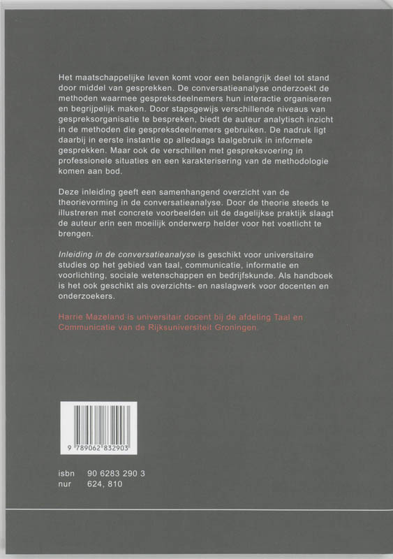 Achterkant van Inleiding in de conversatieanalyse