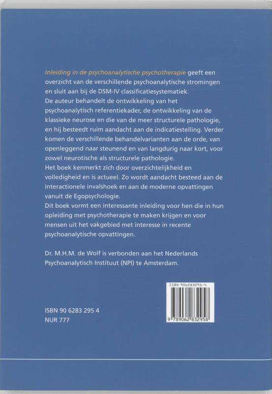 Achterkant van Inleiding in de psychoanalytische psychotherapie