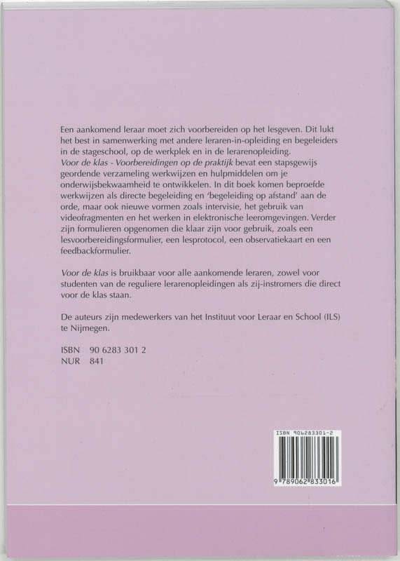 Achterkant van Voor de klas