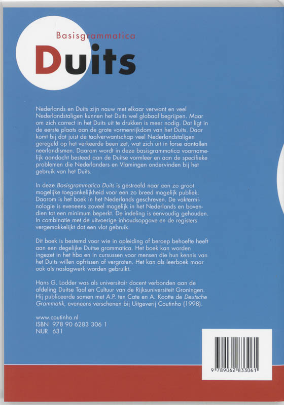 Achterkant van Basisgrammatica Duits