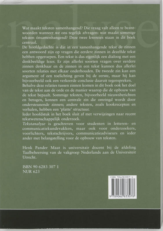 Achterkant van Tekstanalyse