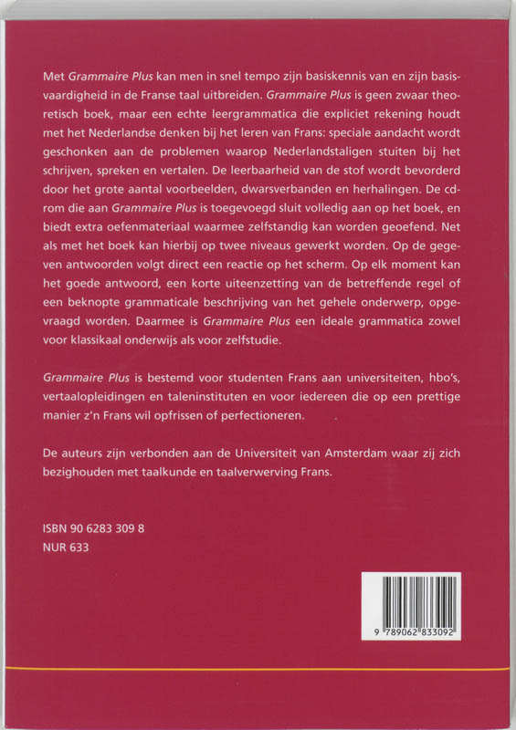 Achterkant van Grammaire Plus