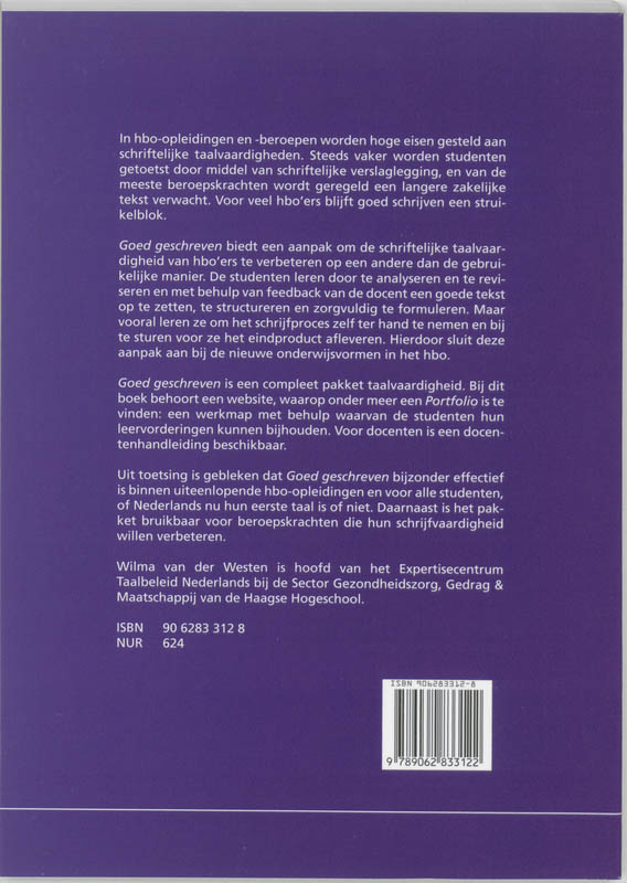 Achterkant van Goed geschreven