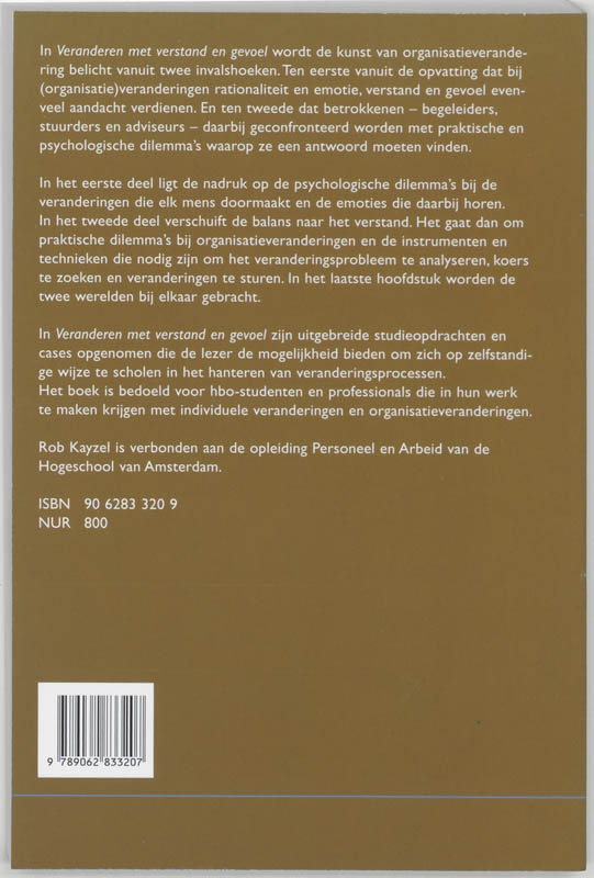 Achterkant van Veranderen met verstand en gevoel