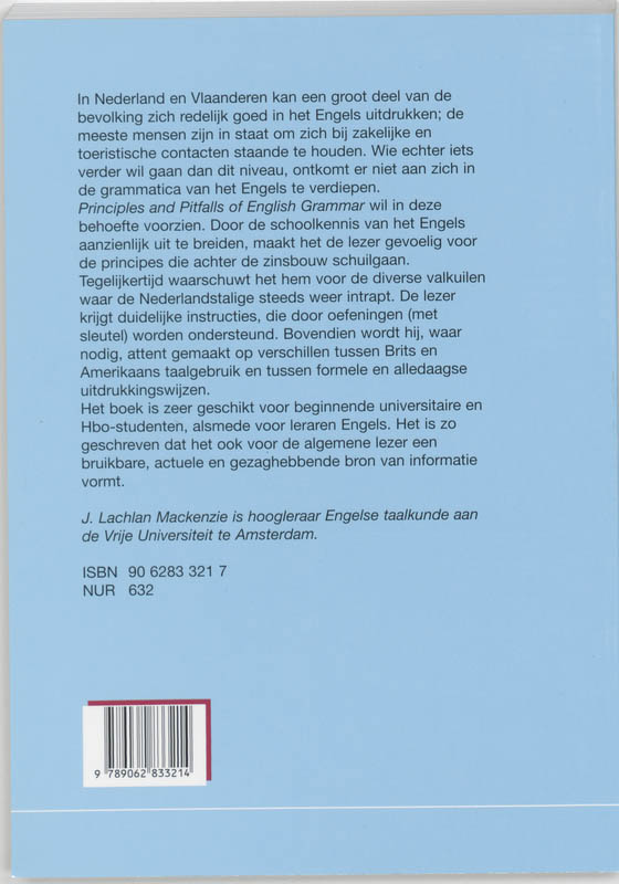 Achterkant van Principles and pitfalls of English grammar