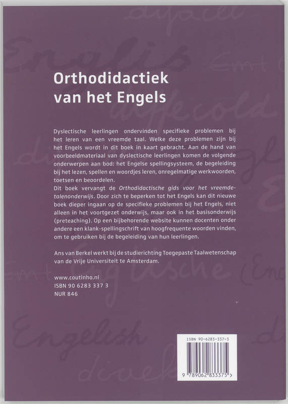 Achterkant van Orthodidactiek van het Engels