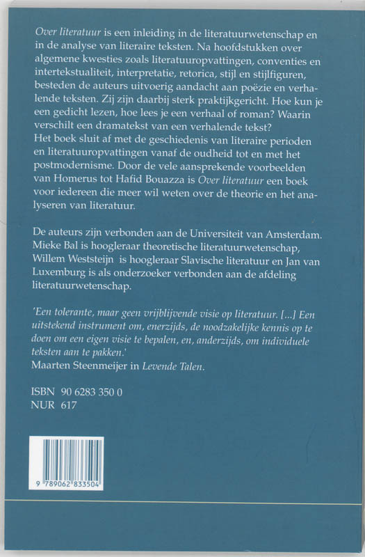 Achterkant van Over Literatuur