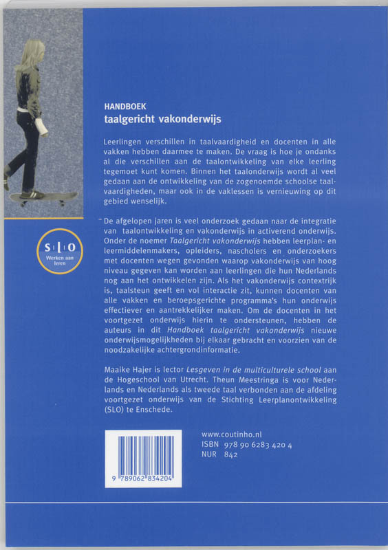 Achterkant van Handboek taalgericht vakonderwijs