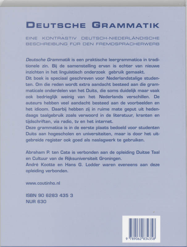 Achterkant van Deutsche Grammatik