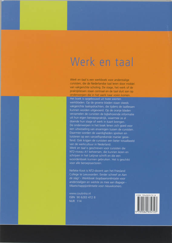 Achterkant van Werk en Taal