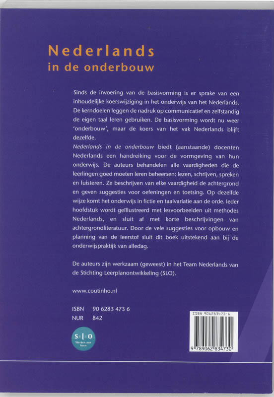 Achterkant van Nederlands in de onderbouw