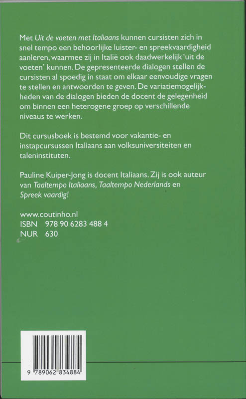 Achterkant van Uit de voeten met Italiaans