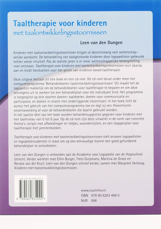 Achterkant van Taaltherapie voor kinderen met taalontwikkelingsstoornissen