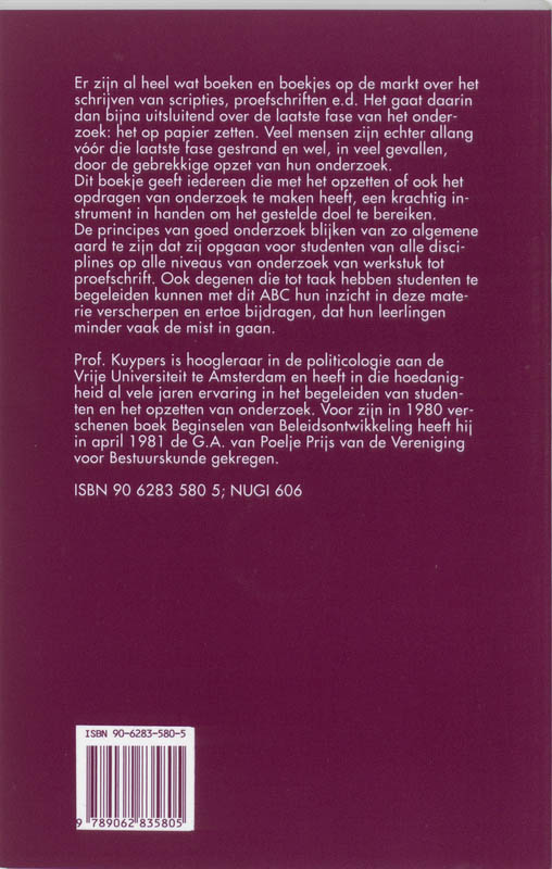 Achterkant van ABC van een onderzoeksopzet