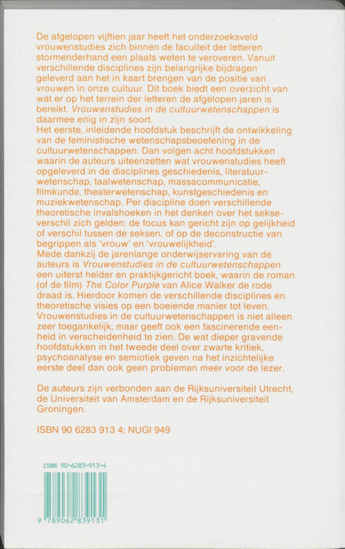 Achterkant van Vrouwenstudies in de cultuurwetenschappen
