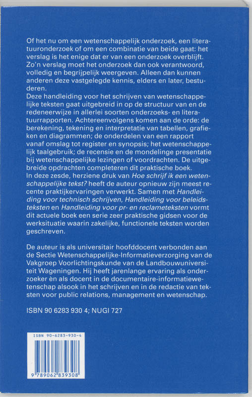 Achterkant van Hoe schrijf ik een wetenschappelijke tekst?