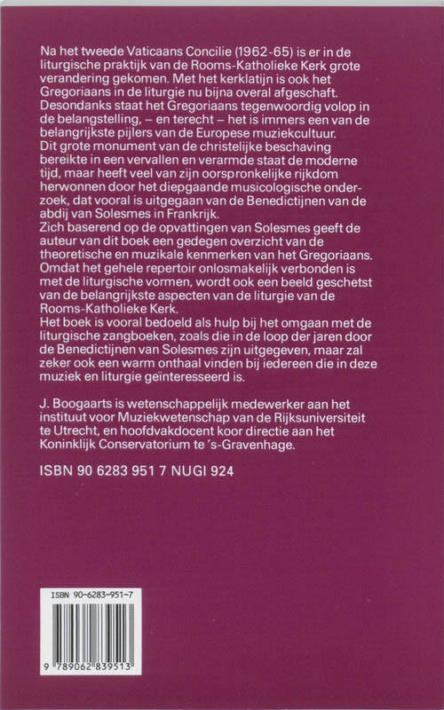 Achterkant van Inleiding tot het Gregoriaans en de liturgie