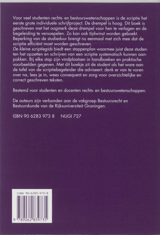 Achterkant van De kleine scriptiegids