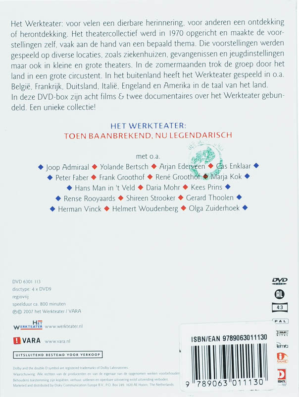 Achterkant van Het Werkteater compleet 1970-1985