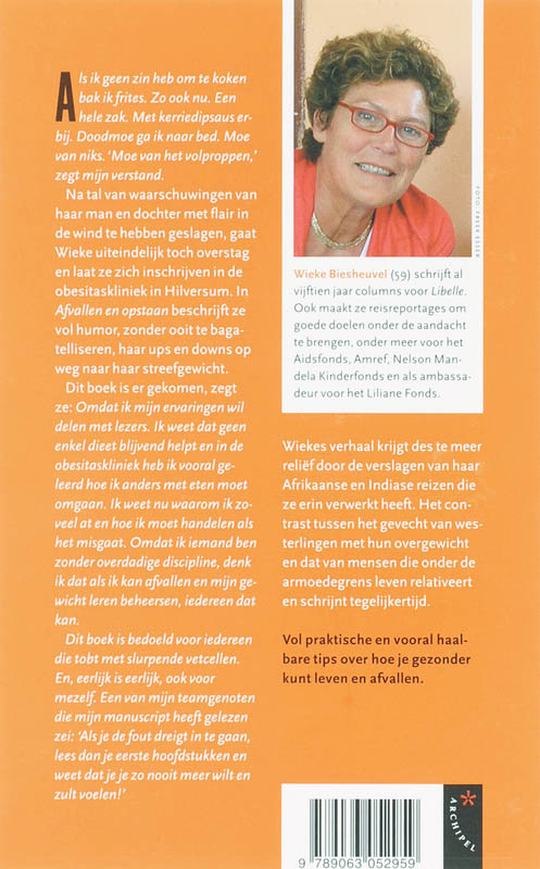 Achterkant van Afvallen en opstaan