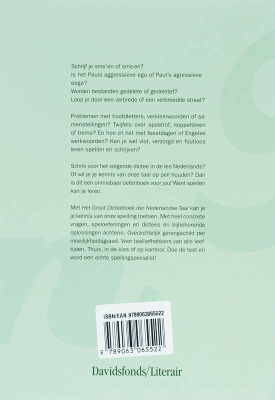 Achterkant van Het groot dicteeboek der Nederlandse taal