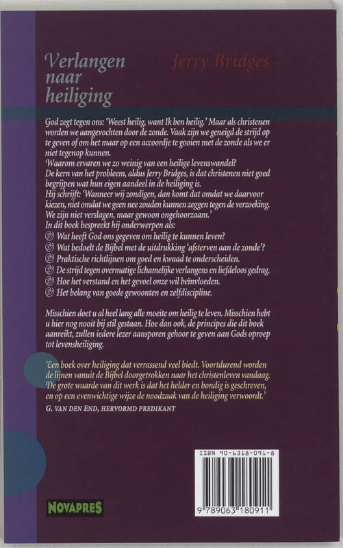 Achterkant van Verlangen naar heiliging