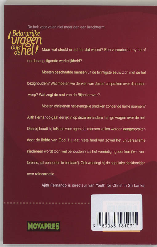 Achterkant van 'Belangrijke vragen over de hel'