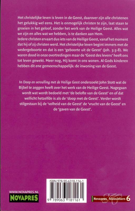 Achterkant van Doop en vervulling van de Heilige Geest