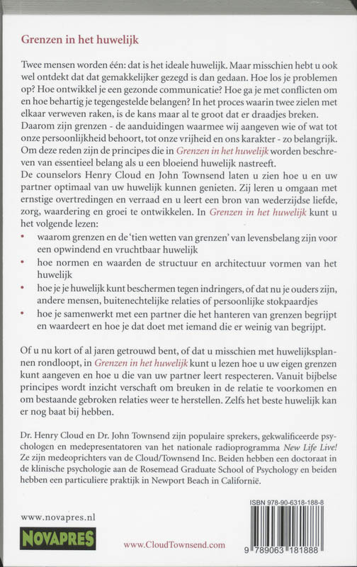Achterkant van Grenzen in het huwelijk