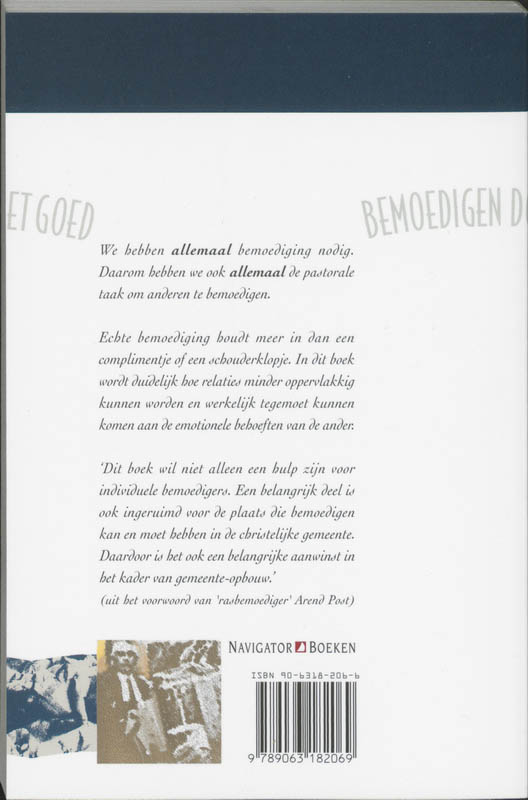 Achterkant van Bemoedigen doet goed