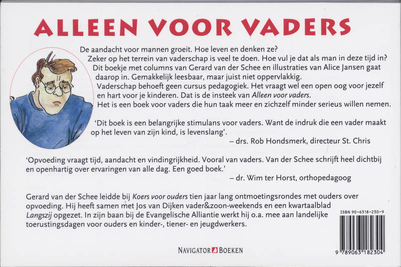 Achterkant van Alleen voor vaders