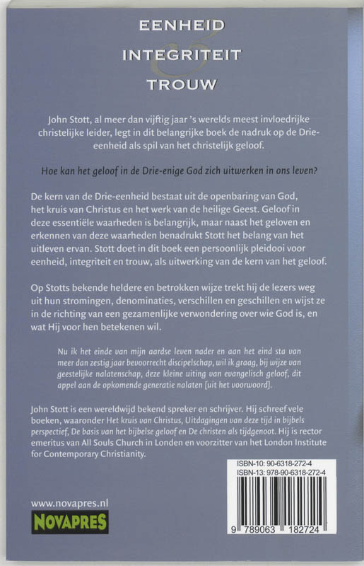 Achterkant van Eenheid, integriteit en trouw