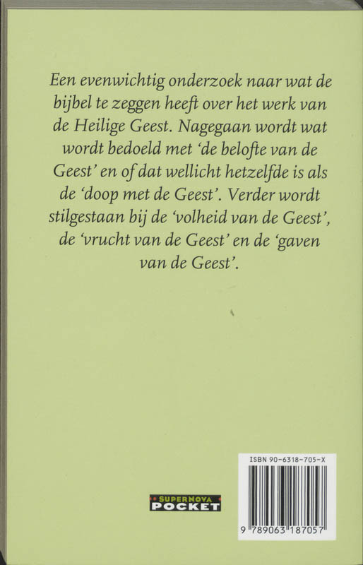 Achterkant van Doop en vervulling met de Heilige Geest