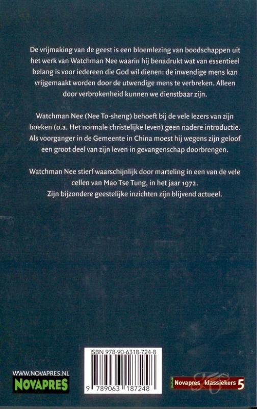 Achterkant van De vrijmaking van de geest