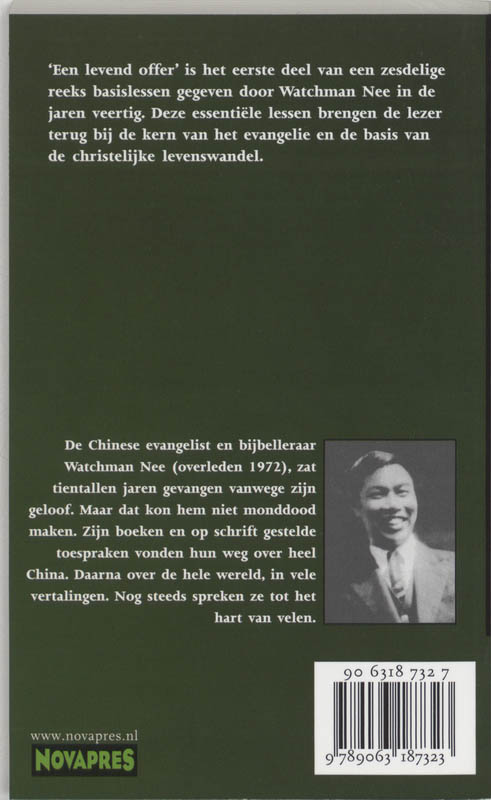 Achterkant van 1 Levend offer