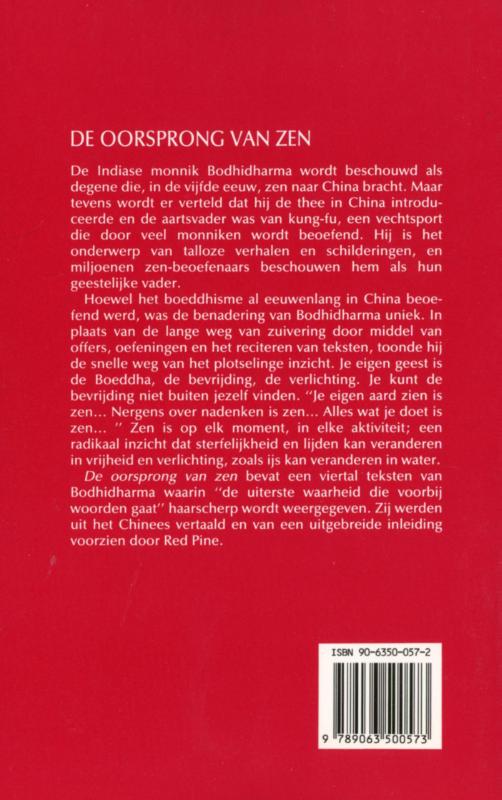 Achterkant van De oorsprong van Zen