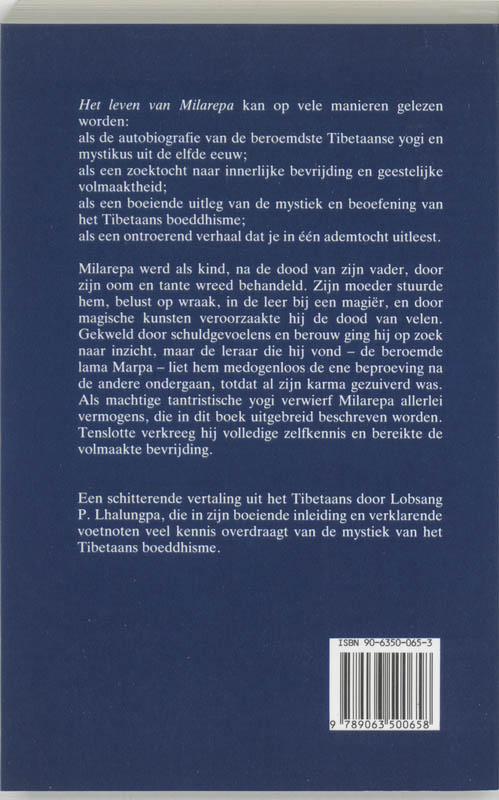 Achterkant van Het leven van Milarepa