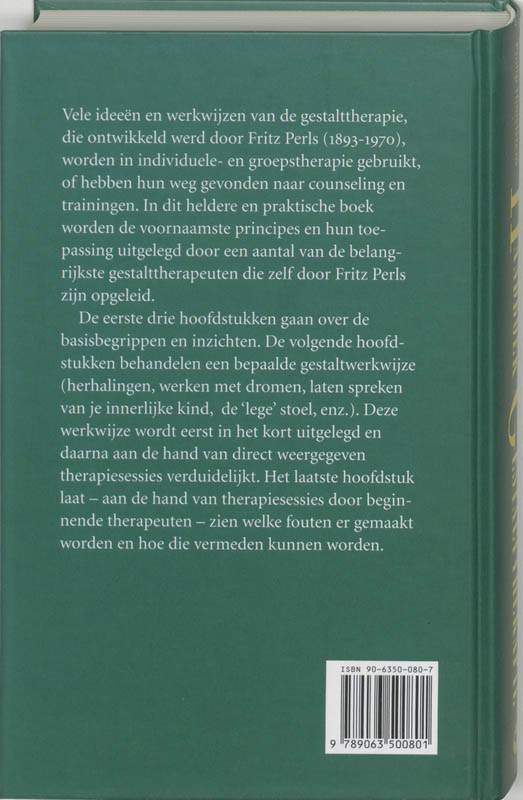 Achterkant van Handboek Gestalttherapie