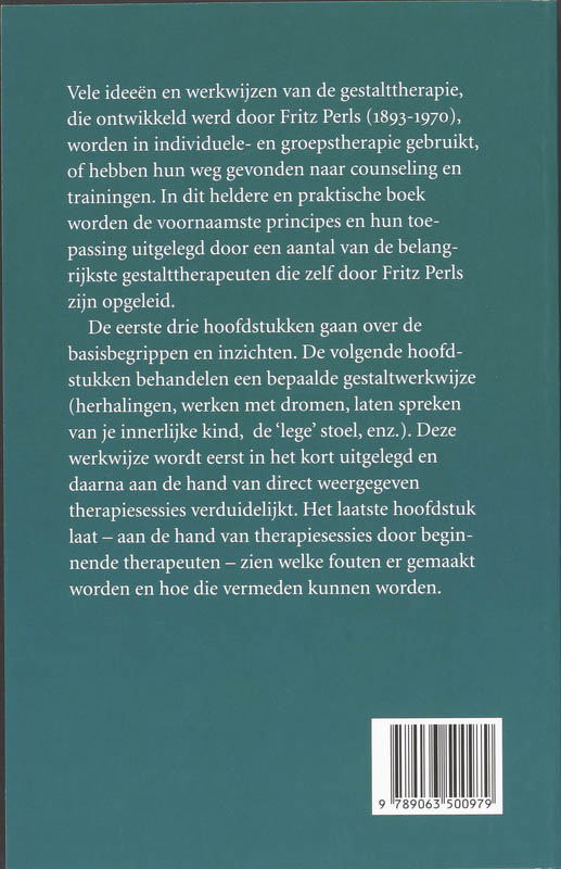 Achterkant van Handboek gestalttherapie