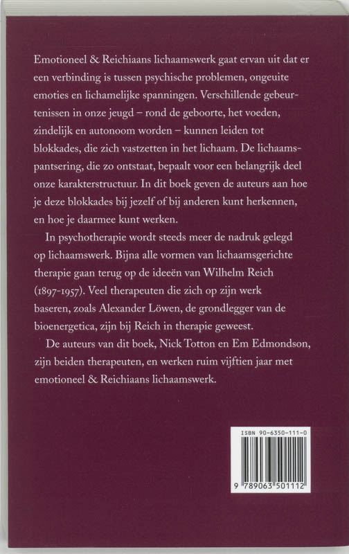Achterkant van Emotioneel & Reichiaans lichaamswerk