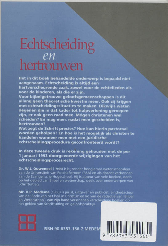 Achterkant van Echtscheiding en hertrouwen