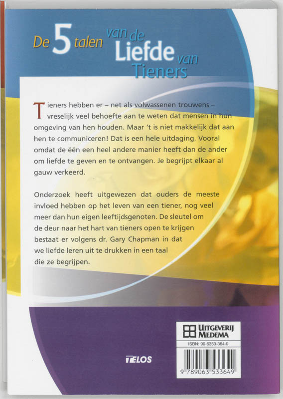 Achterkant van De 5 talen van de Liefde van Tieners