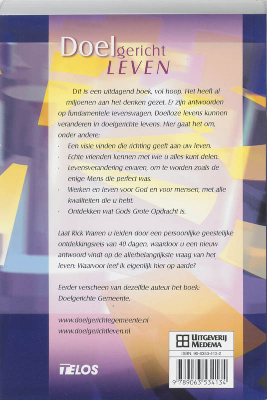 Achterkant van Doelgericht leven