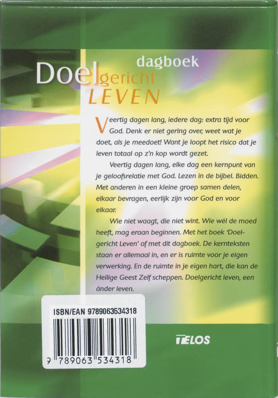 Achterkant van Dagboek Doelgericht leven