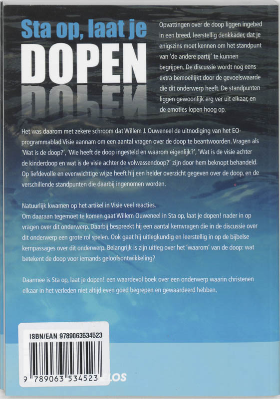 Achterkant van Sta op, laat je dopen