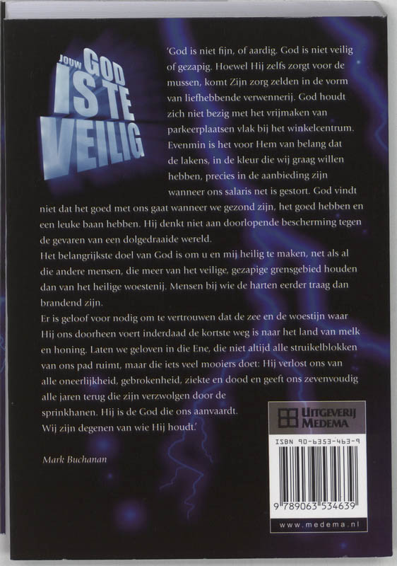 Achterkant van Jouw God is te veilig