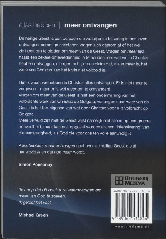 Achterkant van Alles hebben, meer ontvangen