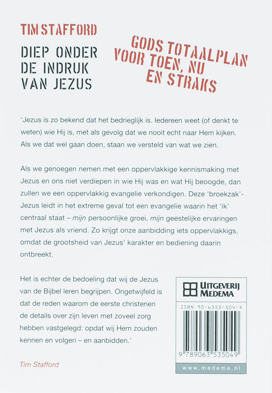 Achterkant van Diep onder de indruk van Jezus